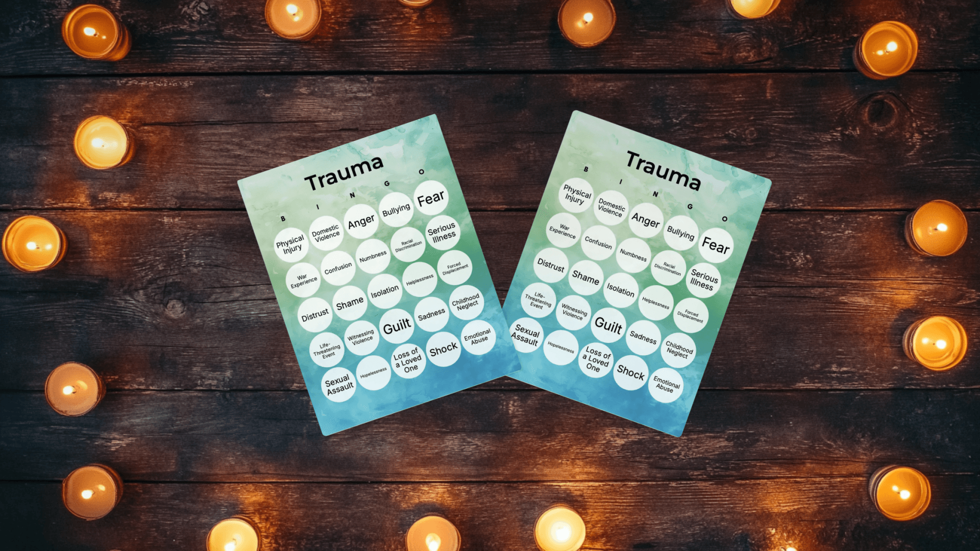 trauma bingo cards