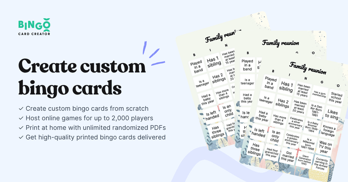 stacked family reunion bingo