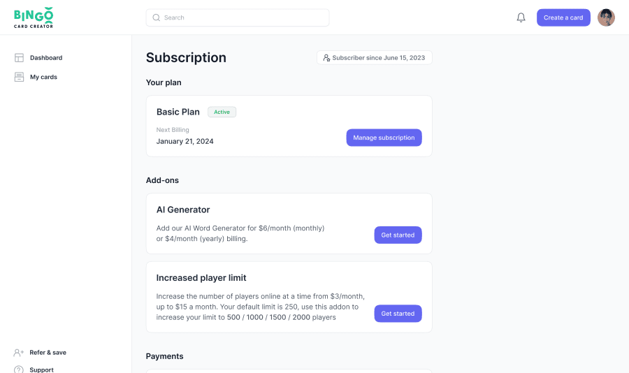 change my subscription