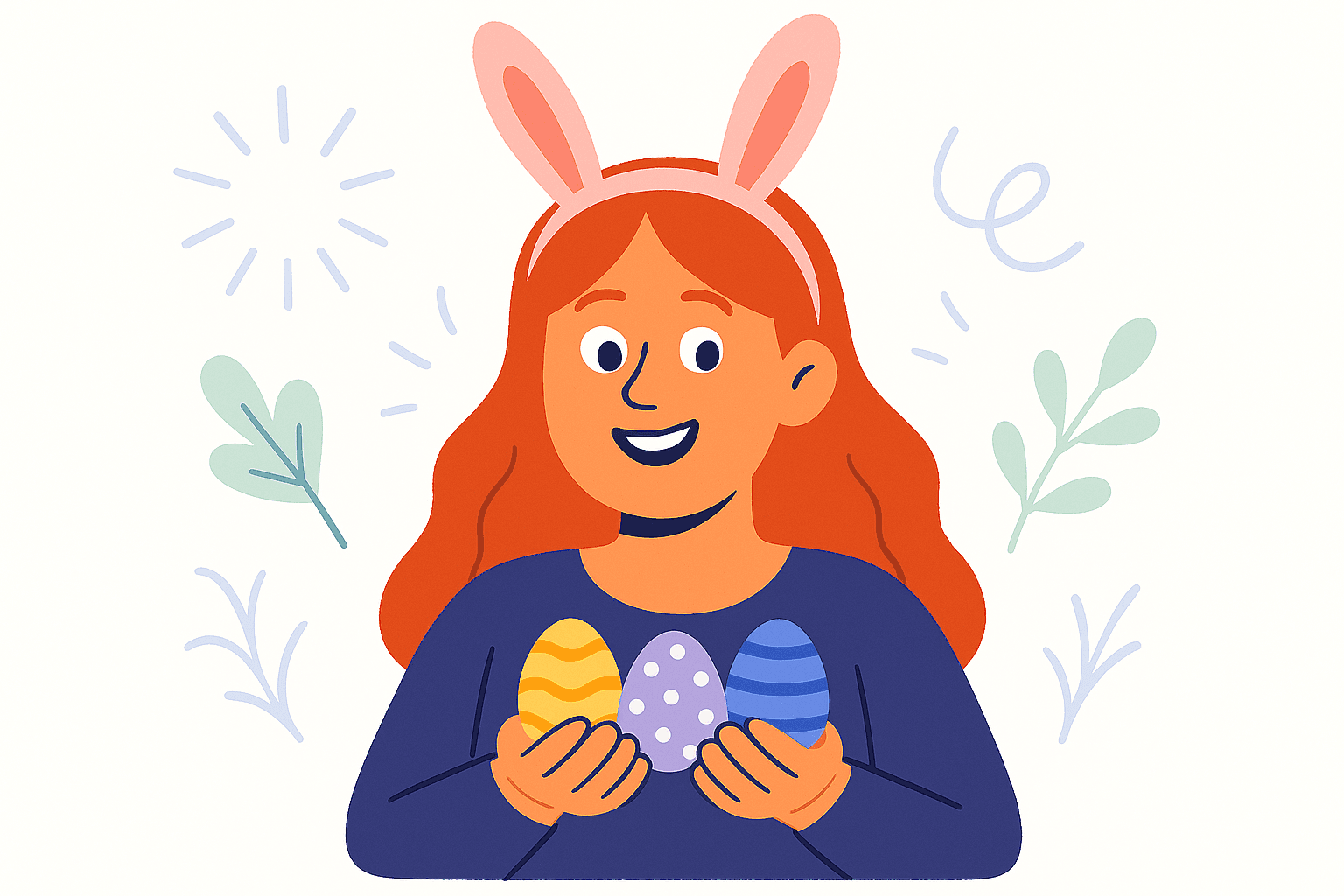character holding easter eggs